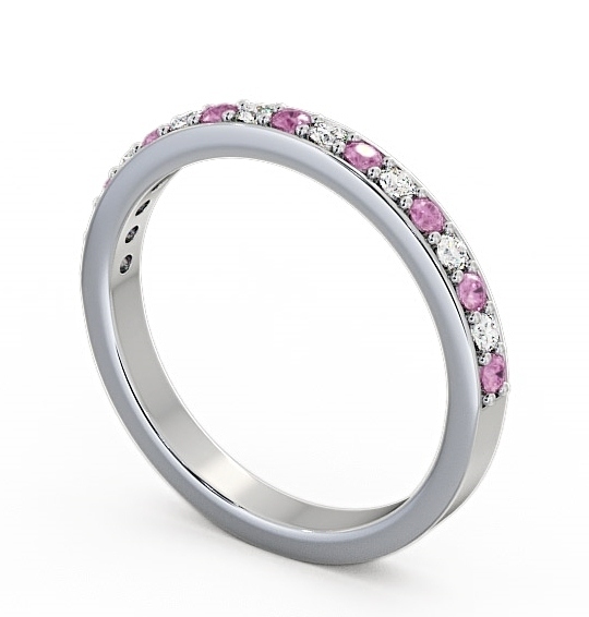 Half Eternity Pink Sapphire and Diamond 0.34ct Ring Palladium - Merrion HE8GEM_WG_PS_THUMB1