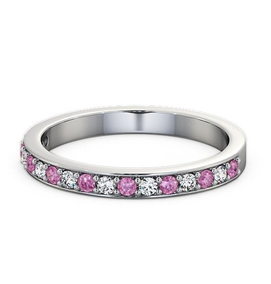  Half Eternity Pink Sapphire and Diamond 0.34ct Ring 18K White Gold - Merrion HE8GEM_WG_PS_THUMB2 