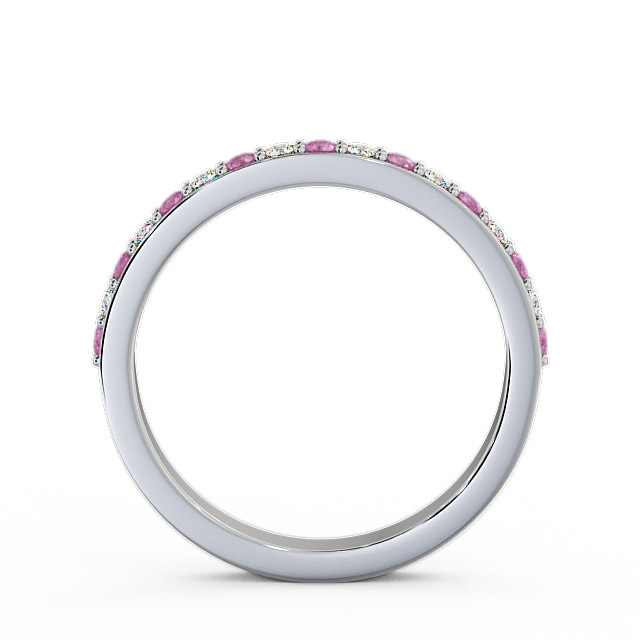Half Eternity Pink Sapphire and Diamond 0.34ct Ring 18K White Gold - Merrion HE8GEM_WG_PS_UP