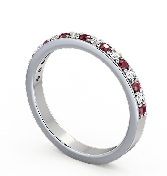  Half Eternity Ruby and Diamond 0.34ct Ring Platinum - Merrion HE8GEM_WG_RU_THUMB1 