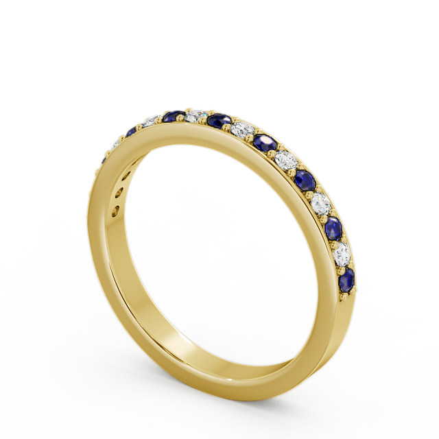 Half Eternity Blue Sapphire and Diamond 0.34ct Ring 18K Yellow Gold - Merrion HE8GEM_YG_BS_SIDE