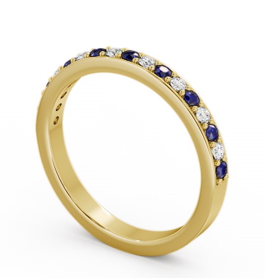  Half Eternity Blue Sapphire and Diamond 0.34ct Ring 9K Yellow Gold - Merrion HE8GEM_YG_BS_THUMB1 