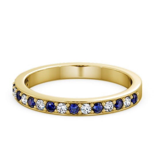  Half Eternity Blue Sapphire and Diamond 0.34ct Ring 18K Yellow Gold - Merrion HE8GEM_YG_BS_THUMB2 