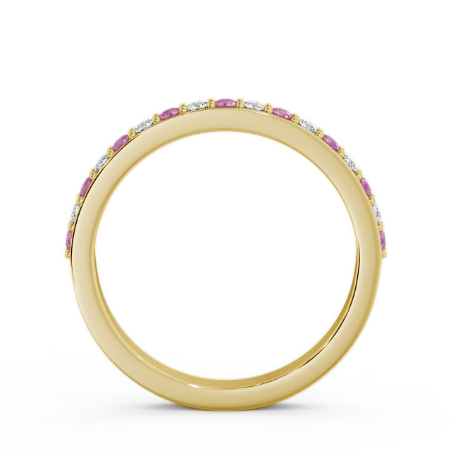 Half Eternity Pink Sapphire and Diamond 0.34ct Ring 9K Yellow Gold - Merrion HE8GEM_YG_PS_UP