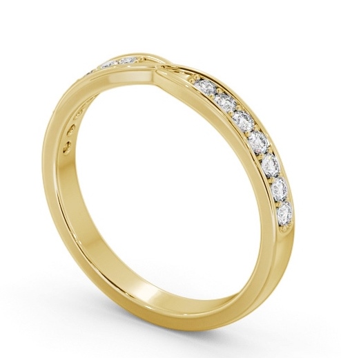 Half Eternity Round Diamond Pinched Cross Over Design Ring 18K Yellow Gold HE93_YG_THUMB1