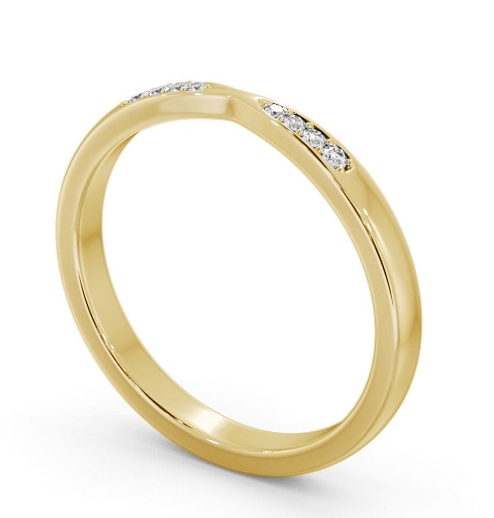 Ladies Round Diamond Channel Set Pinched Design Wedding Ring 18K Yellow Gold HE94_YG_THUMB1