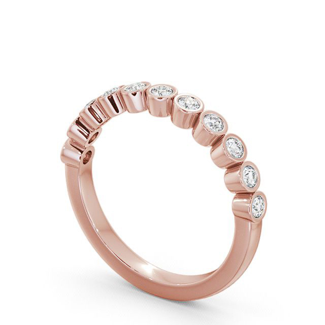 Half Eternity Round Diamond Ring 18K Rose Gold - Leybury HE9_RG_SIDE