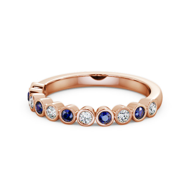 Half Eternity Blue Sapphire and Diamond 0.43ct Ring 18K Rose Gold - Leybury HE9GEM_RG_BS_FLAT
