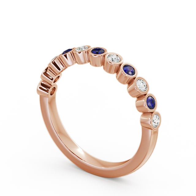 Half Eternity Blue Sapphire and Diamond 0.43ct Ring 18K Rose Gold - Leybury HE9GEM_RG_BS_SIDE