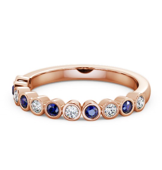  Half Eternity Blue Sapphire and Diamond 0.43ct Ring 18K Rose Gold - Leybury HE9GEM_RG_BS_THUMB2 