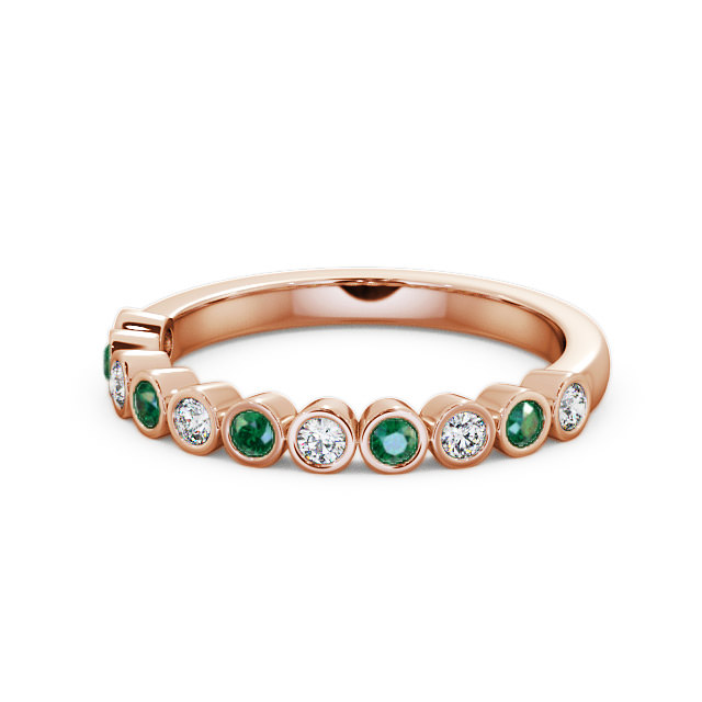 Half Eternity Emerald and Diamond 0.38ct Ring 18K Rose Gold - Leybury HE9GEM_RG_EM_FLAT