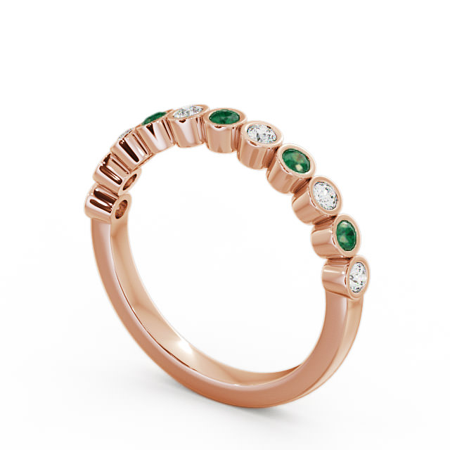 Half Eternity Emerald and Diamond 0.38ct Ring 9K Rose Gold - Leybury HE9GEM_RG_EM_SIDE