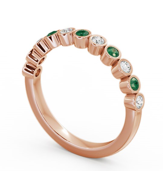 Half Eternity Emerald and Diamond 0.38ct Ring 9K Rose Gold HE9GEM_RG_EM_THUMB1