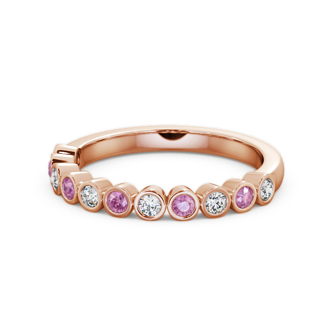 Half Eternity Pink Sapphire and Diamond 0.43ct Ring 18K Rose Gold - Leybury HE9GEM_RG_PS_FLAT
