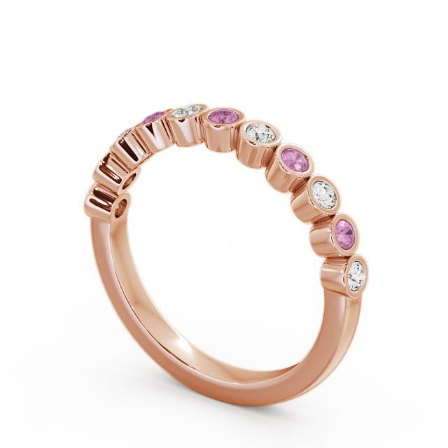 Half Eternity Pink Sapphire and Diamond 0.43ct Ring 18K Rose Gold - Leybury