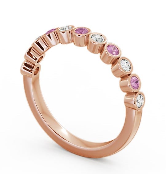 Half Eternity Pink Sapphire and Diamond 0.43ct Ring 9K Rose Gold - Leybury HE9GEM_RG_PS_THUMB1