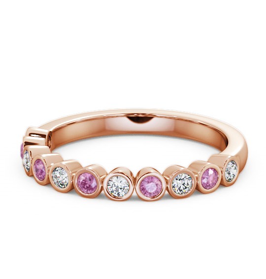 Half Eternity Pink Sapphire and Diamond 0.43ct Ring 9K Rose Gold - Leybury HE9GEM_RG_PS_THUMB2 