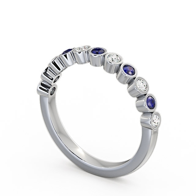 Half Eternity Blue Sapphire and Diamond 0.43ct Ring Palladium - Leybury HE9GEM_WG_BS_SIDE