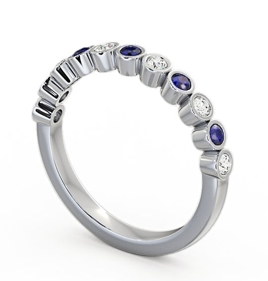 Half Eternity Blue Sapphire and Diamond 0.43ct Ring 9K White Gold - Leybury HE9GEM_WG_BS_THUMB1