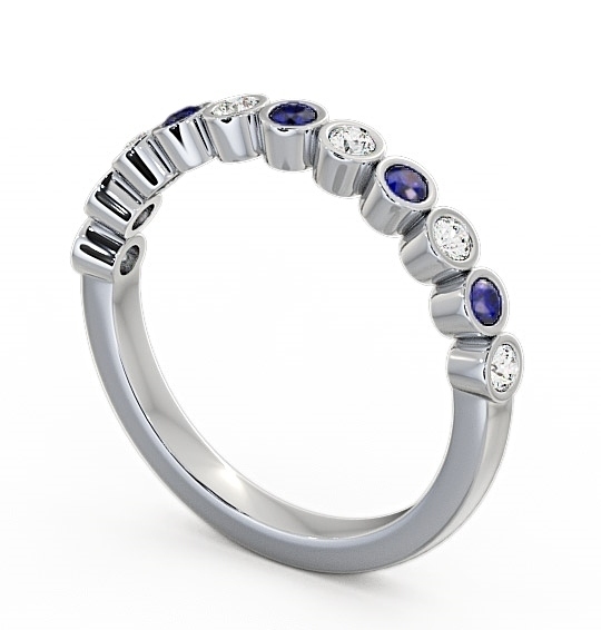 Half Eternity Blue Sapphire and Diamond 0.43ct Ring 9K White Gold HE9GEM_WG_BS_THUMB1