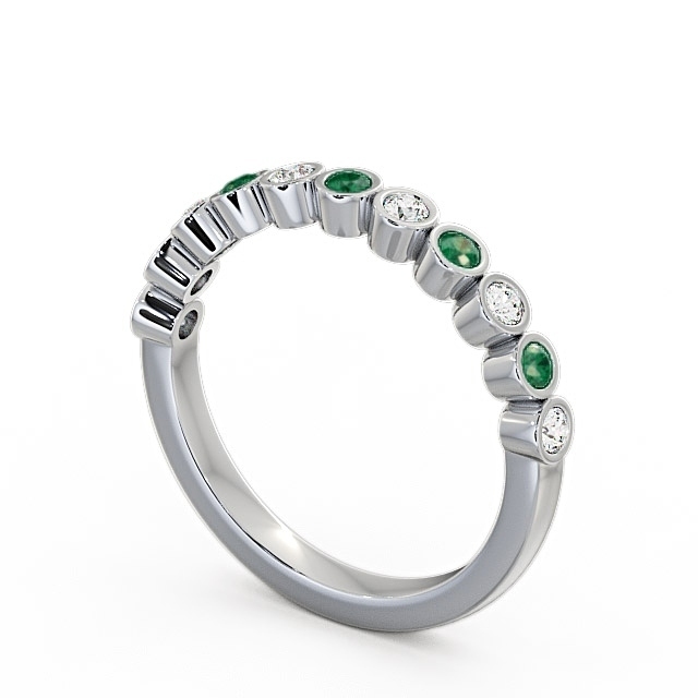 Half Eternity Emerald and Diamond 0.38ct Ring 9K White Gold - Leybury
