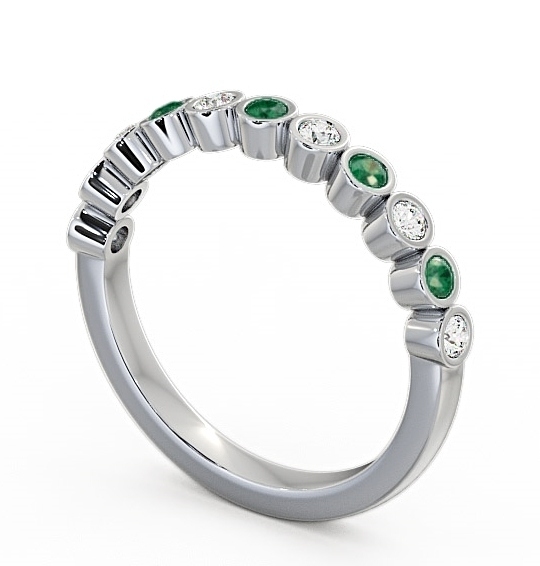 Half Eternity Emerald and Diamond 0.38ct Ring 9K White Gold - Leybury HE9GEM_WG_EM_THUMB1