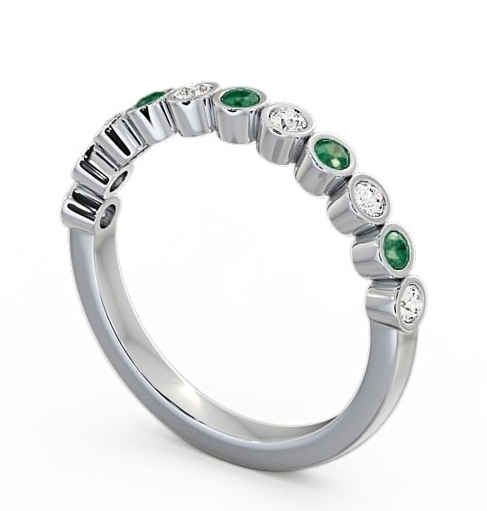 Half Eternity Emerald and Diamond 0.38ct Ring 18K White Gold HE9GEM_WG_EM_THUMB1