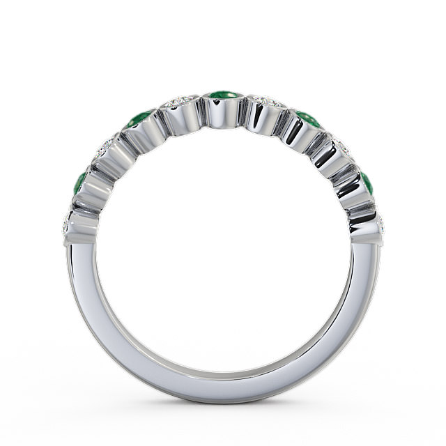 Half Eternity Emerald and Diamond 0.38ct Ring 9K White Gold - Leybury HE9GEM_WG_EM_UP