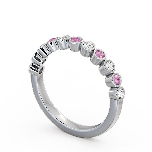 Half Eternity Pink Sapphire and Diamond 0.43ct Ring 9K White Gold - Leybury HE9GEM_WG_PS_SIDE