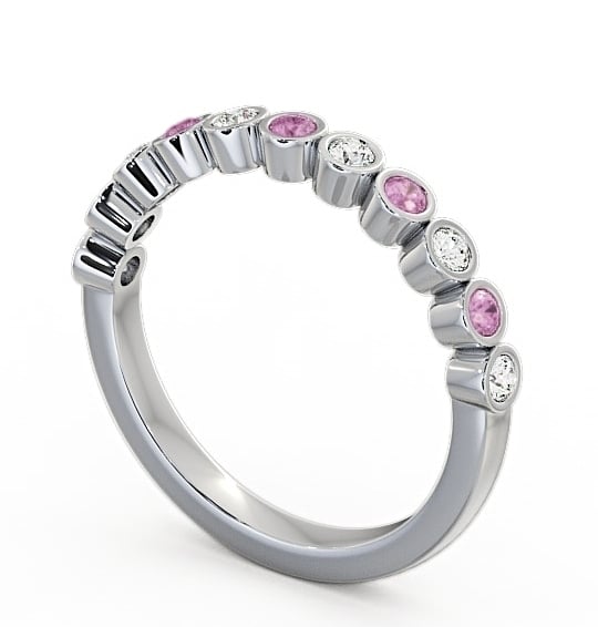 Half Eternity Pink Sapphire and Diamond 0.43ct Ring 9K White Gold - Leybury HE9GEM_WG_PS_THUMB1