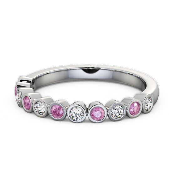  Half Eternity Pink Sapphire and Diamond 0.43ct Ring Platinum - Leybury HE9GEM_WG_PS_THUMB2 
