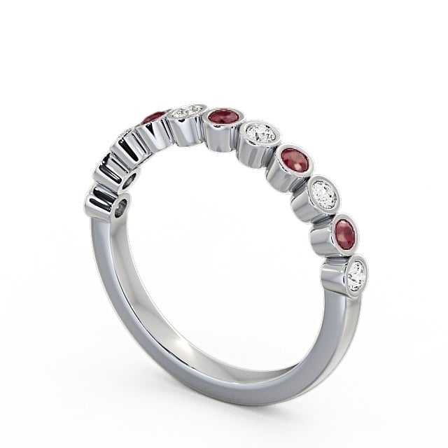 Half Eternity Ruby and Diamond 0.43ct Ring 18K White Gold - Leybury HE9GEM_WG_RU_SIDE