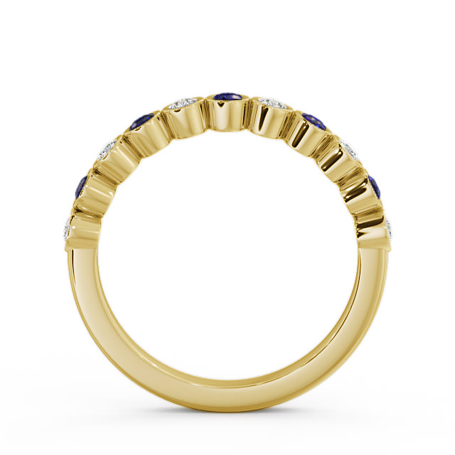 Half Eternity Blue Sapphire and Diamond 0.43ct Ring 9K Yellow Gold - Leybury HE9GEM_YG_BS_UP