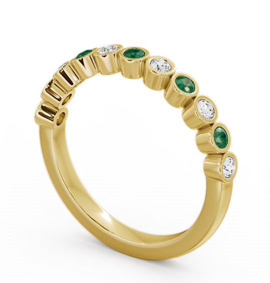 Half Eternity Emerald and Diamond 0.38ct Ring 18K Yellow Gold HE9GEM_YG_EM_THUMB1