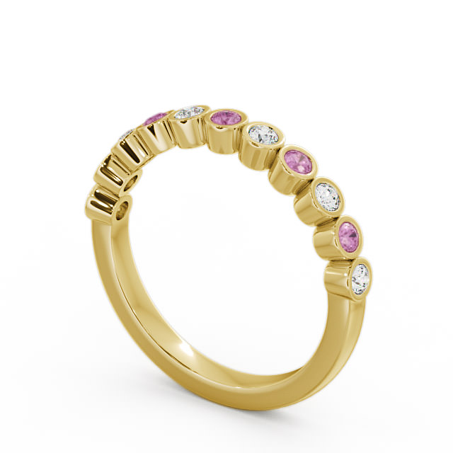 Half Eternity Pink Sapphire and Diamond 0.43ct Ring 9K Yellow Gold - Leybury HE9GEM_YG_PS_SIDE