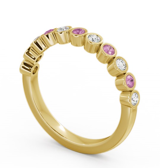 Half Eternity Pink Sapphire and Diamond 0.43ct Ring 18K Yellow Gold - Leybury HE9GEM_YG_PS_THUMB1