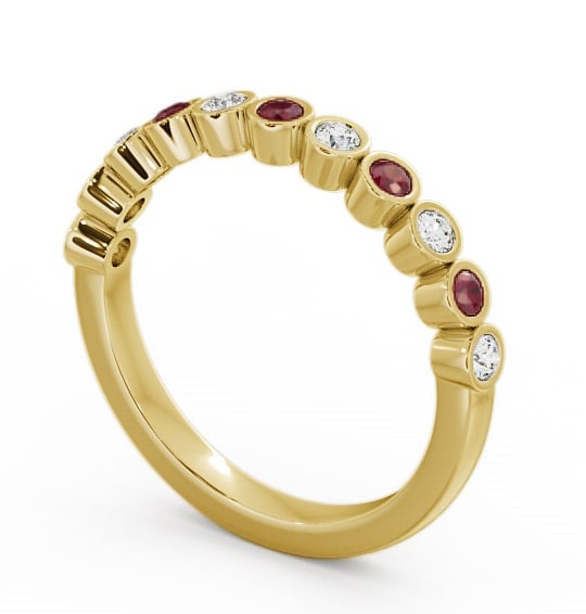 Half Eternity Ruby and Diamond 0.43ct Ring 18K Yellow Gold HE9GEM_YG_RU_THUMB1 