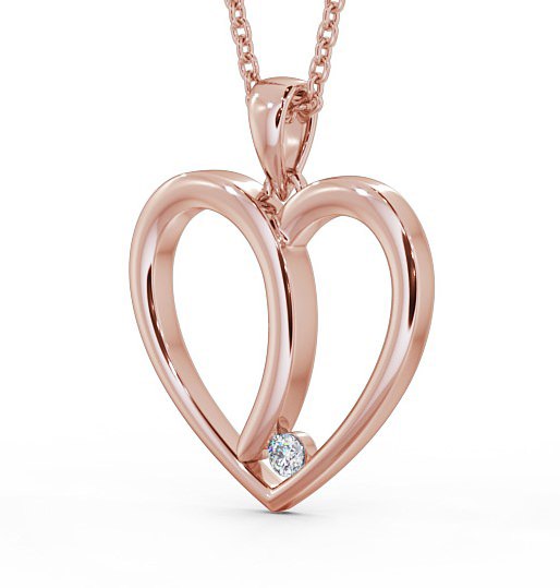 Heart Shaped Single Diamond Pendant 9K Rose Gold PNT100_RG_THUMB1