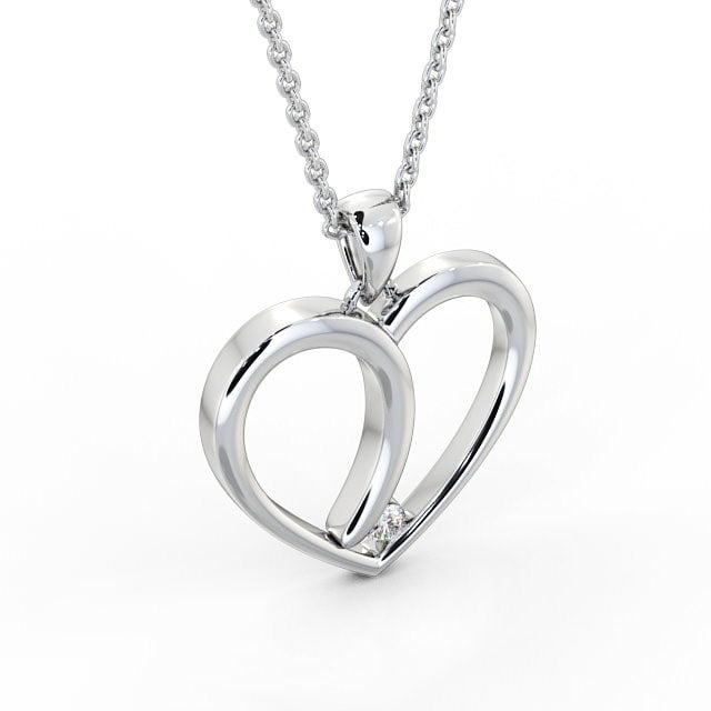 Heart Shaped Diamond Pendant 9K White Gold - Reyna PNT100_WG_FLAT