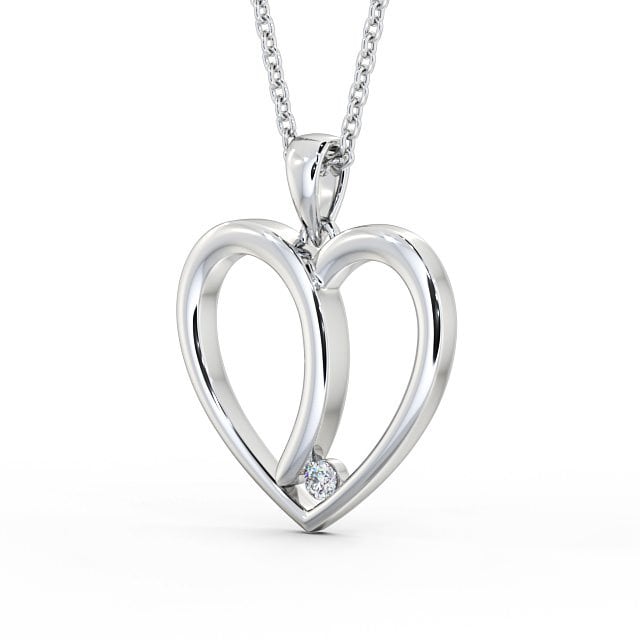 Heart Shaped Diamond Pendant 18K White Gold - Reyna PNT100_WG_SIDE