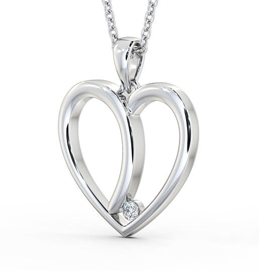 Heart Shaped Single Diamond Pendant 18K White Gold PNT100_WG_THUMB1 