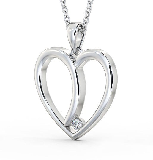 Heart Shaped Single Diamond Pendant 9K White Gold PNT100_WG_THUMB1