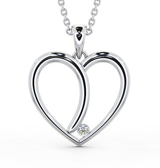 Heart Shaped Single Diamond Pendant 18K White Gold PNT100_WG_THUMB2 
