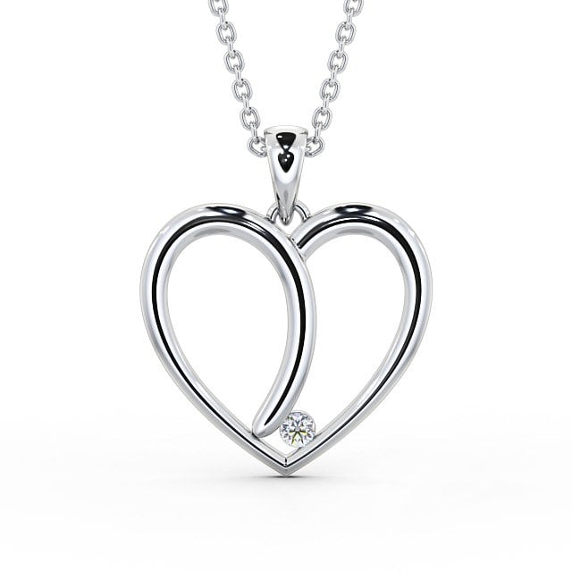 Heart Shaped Diamond Pendant 18K White Gold - Reyna PNT100_WG_UP