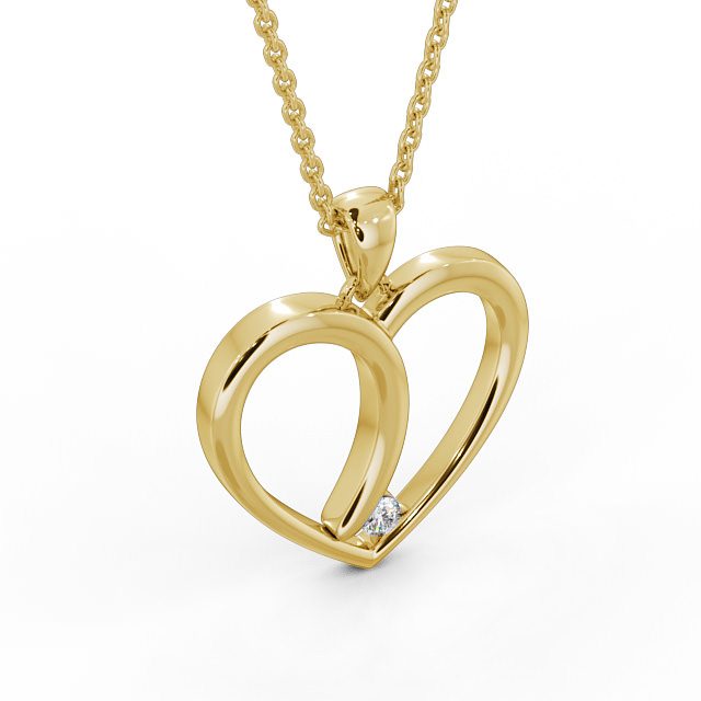 Heart Shaped Diamond Pendant 18K Yellow Gold - Reyna PNT100_YG_FLAT
