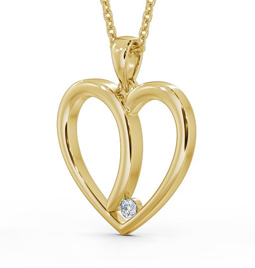 Heart Shaped Single Diamond Pendant 9K Yellow Gold PNT100_YG_THUMB1