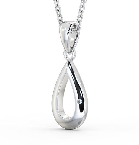 Pear Shaped Single Diamond Pendant 9K White Gold PNT101_WG_THUMB1 