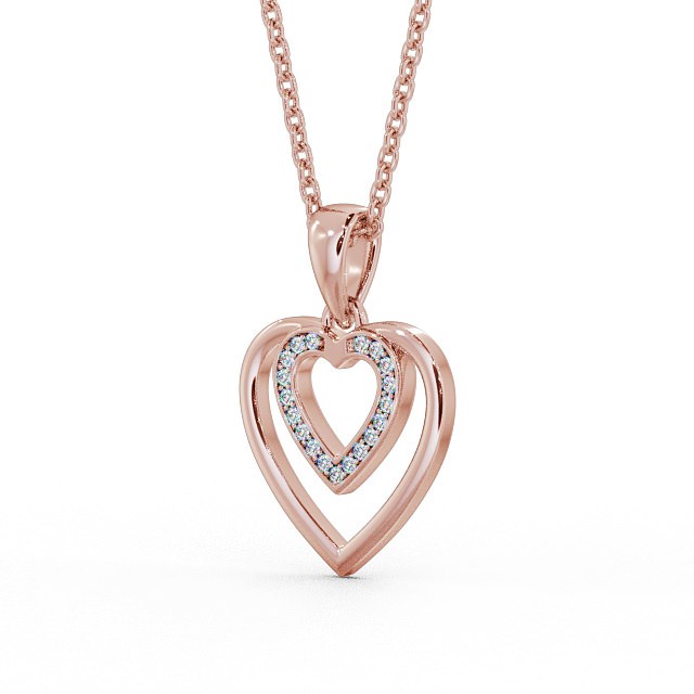 Heart Shaped Diamond Pendant 9K Rose Gold - Morena PNT102_RG_SIDE