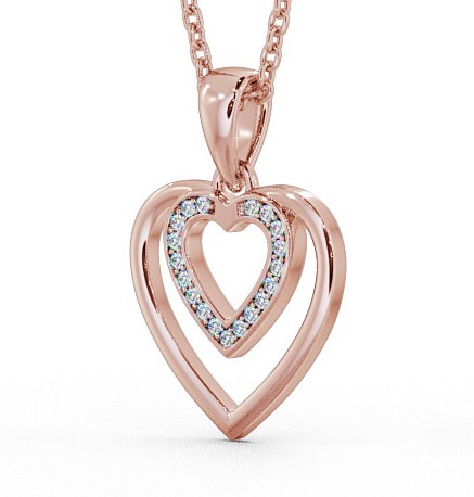 Double Heart Shaped Diamond Channel Set Pendant 18K Rose Gold PNT102_RG_THUMB1