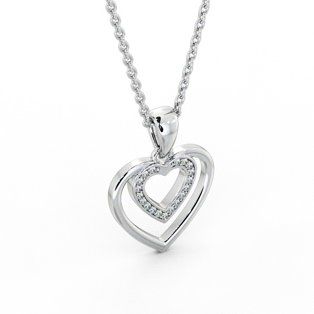 Heart Shaped Diamond Pendant 18K White Gold - Morena PNT102_WG_FLAT